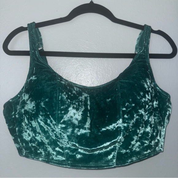 PINK Victoria's Secret Tops - PINK Victoria's Secret Emerald Velvet Bralette Tank Top